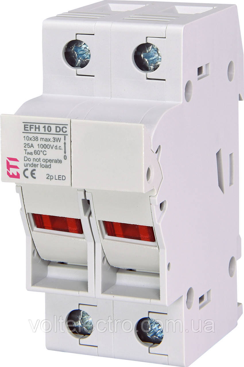 Тримач запобіжників ETI EFH 10 2P 25A 1000V DC LED індикація, фото 1