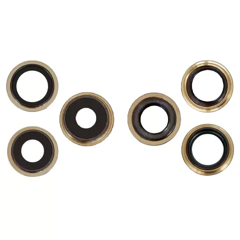 Скло камери для iPhone 13 Pro Max, Золотисте, з рамкою, комплект 3 шт., фото 1