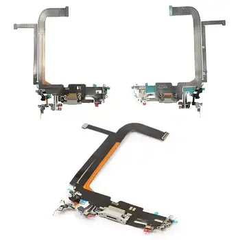 Шлейф для iPhone 13 Pro Max, конектора зарядки, Сірий, з мікрофоном