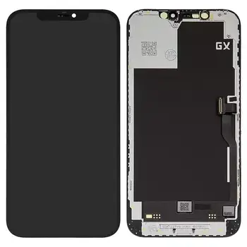 Дисплей для iPhone 12 Pro Max, чорний з рамкою,з пластиками камери та давача наближення,OEM hard,GX