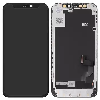 Дисплей для iPhone 12 mini, чорний, з рамкою, (OLED), GX OEM hard