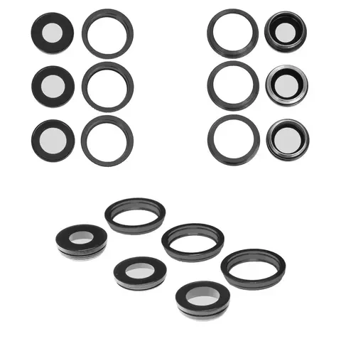 Скло камери для iPhone 12 Pro Max чорне з рамкою комплект 3шт., фото 1