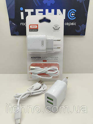 Мережевий ЗП XO L85C Type-C 2USB 2.4A EU (Білий), фото 3