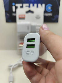 Мережевий ЗП XO L85C Type-C 2USB 2.4A EU (Білий)