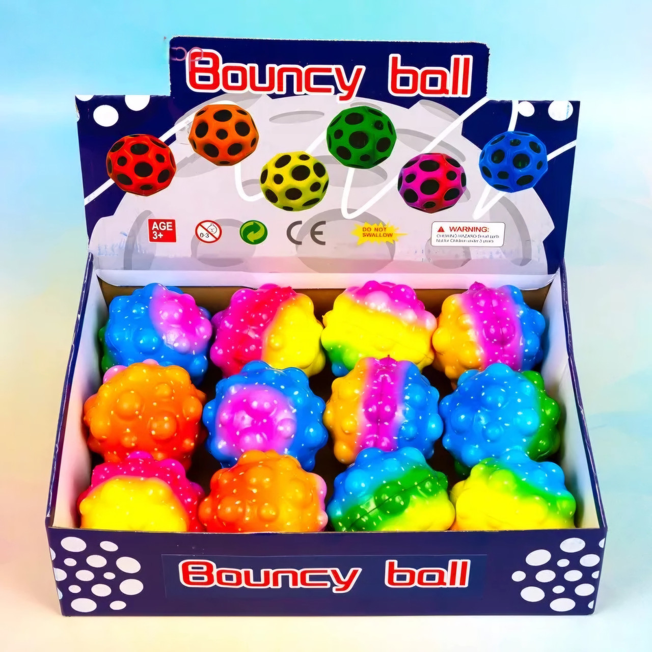 Іграшка м'яч антистрес гравіти бол Пухирки, 6,5 см 12 шт упаковка