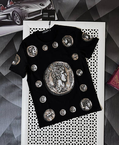Футболка чоловіча D&G чорна з логотипами бренда, фото 1