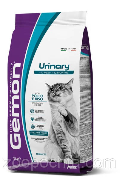 Сухий корм для кішок профілактика сечокам'яної хвороби Gemon Urinary з куркою та рисом 2 кг