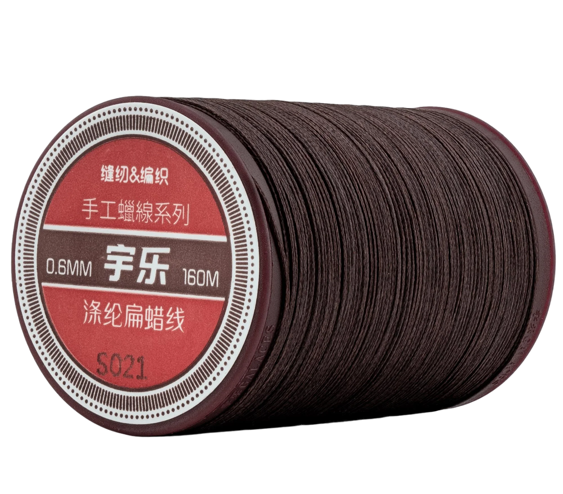 Galaces 0.6мм темно-коричневий (S021) плоский шнур вощений по шкірі, фото 1