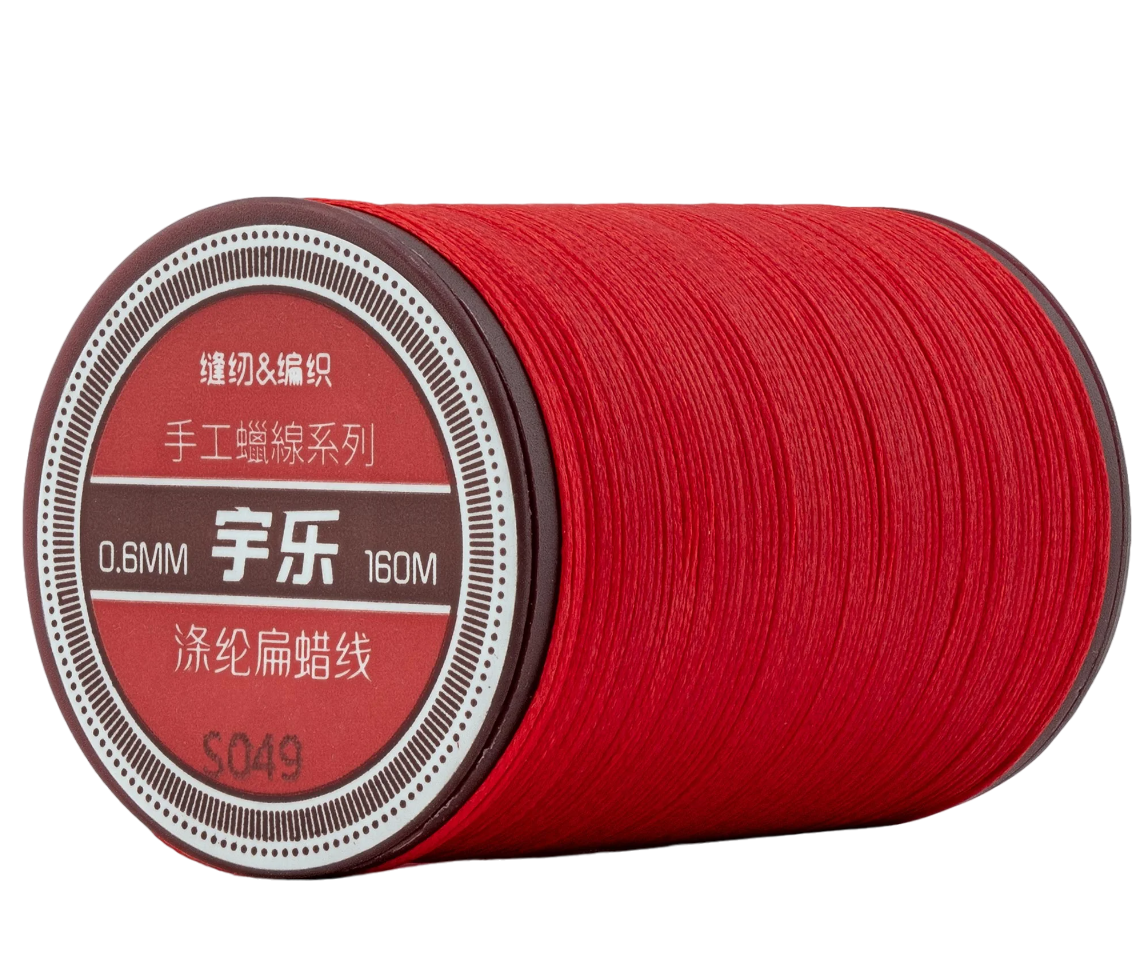 Galaces 0.6мм червоний (S049) плоский шнур вощений по шкірі, фото 1