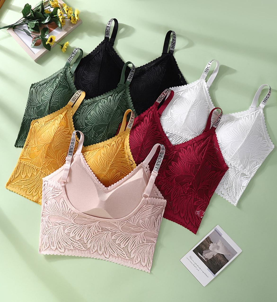 Мереживний топ із написом на бретелях Victoria Secret