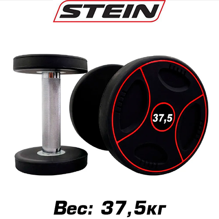Гантель нерозбірна сталева гантель професійна поліуретанова з хромованою ручкою Stein 37.5 кг., фото 1