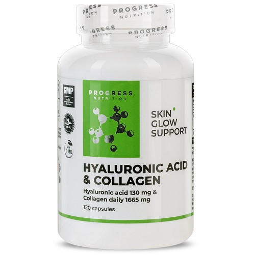 Гіалуронова кислота Progress Nutrition Hyaluronic Acid & Collagen (120 капсул.), фото 1