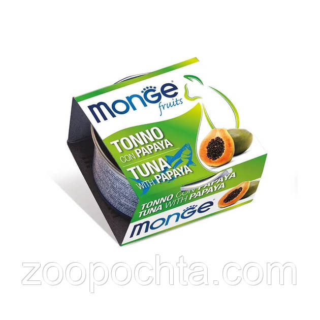 Вологий корм для кішок Monge (Монж) Fruits Tuna with Papaya з тунцем та папаєю 80 гр 24 шт