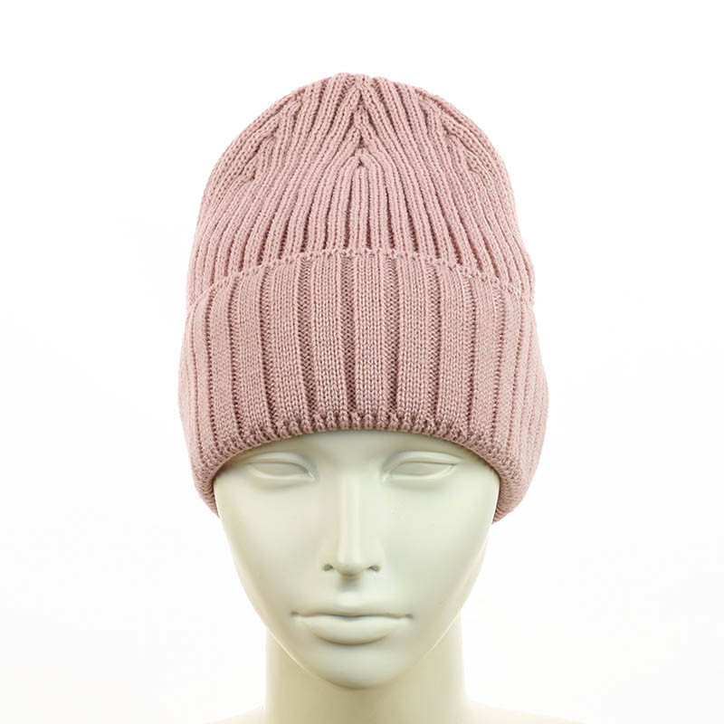 Зимняя шапка-біні "Катрін" пудра