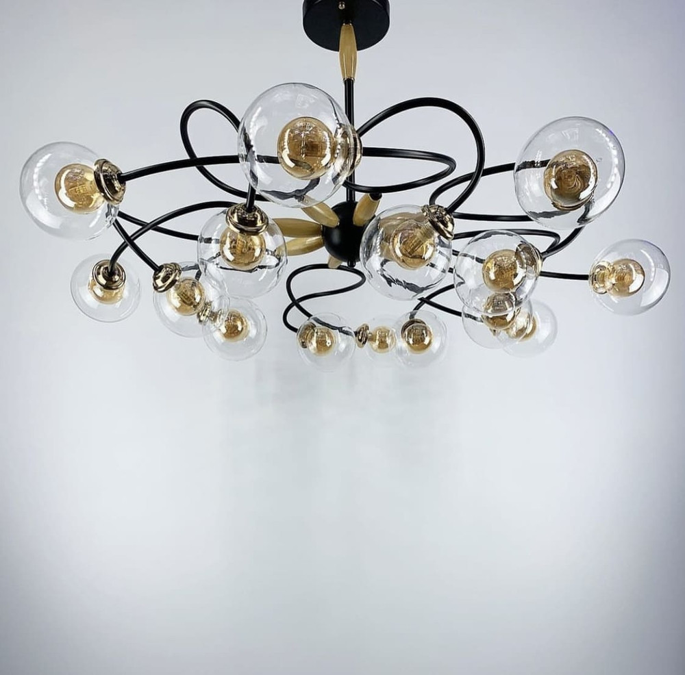 Люстра-молекула із подвійними скляними плафонами 8018, фото 1