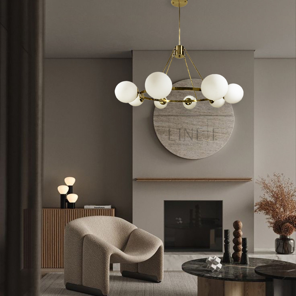 Люстра люстра Hayes Round з 8 плафонами в латунному корпусі, модель GC 19/8 AB, фото 1