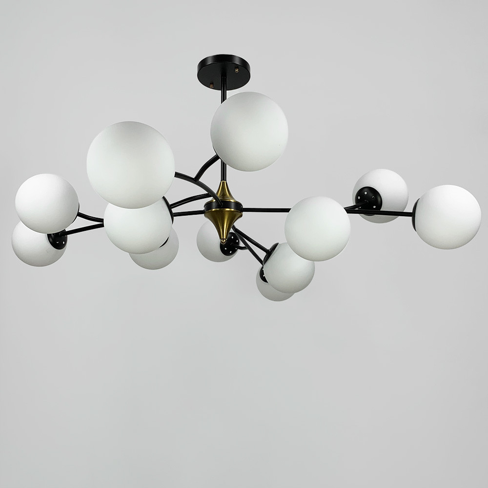 Чорна люстра з поворотними елементами та 12 плафонами K 21/12 BK+WT new, фото 1