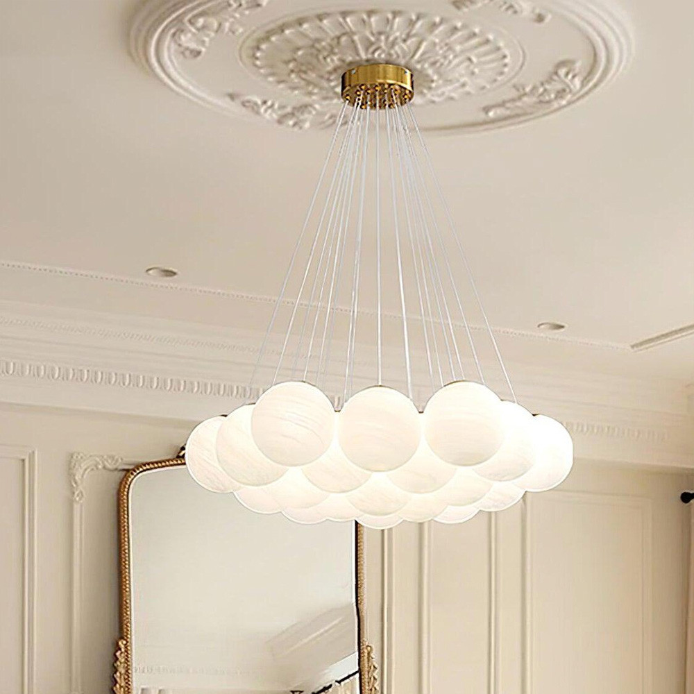 Люстра "Пучок" із 13 мармуровими плафонами MJ 141/13 AB+WT, фото 1