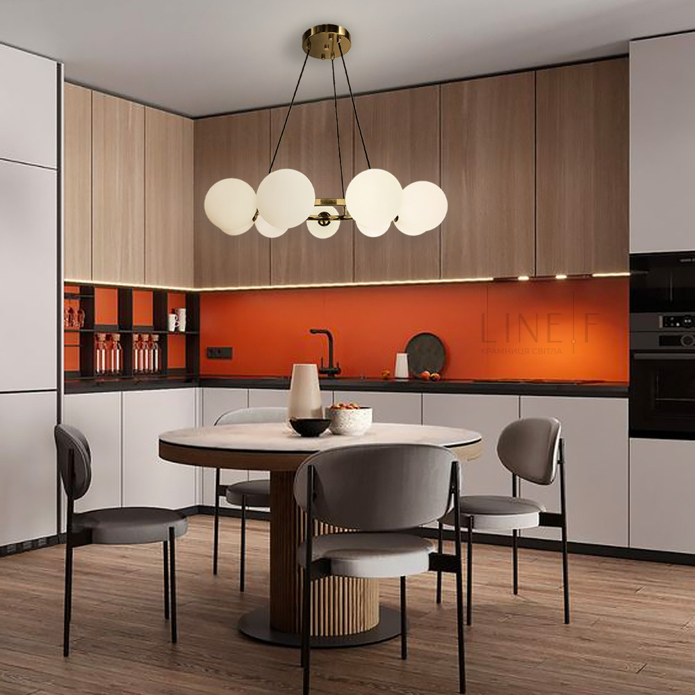 Кругла люстра LOUISA на 9 плафонів у латунному виконанні S 17/9 AB, фото 1