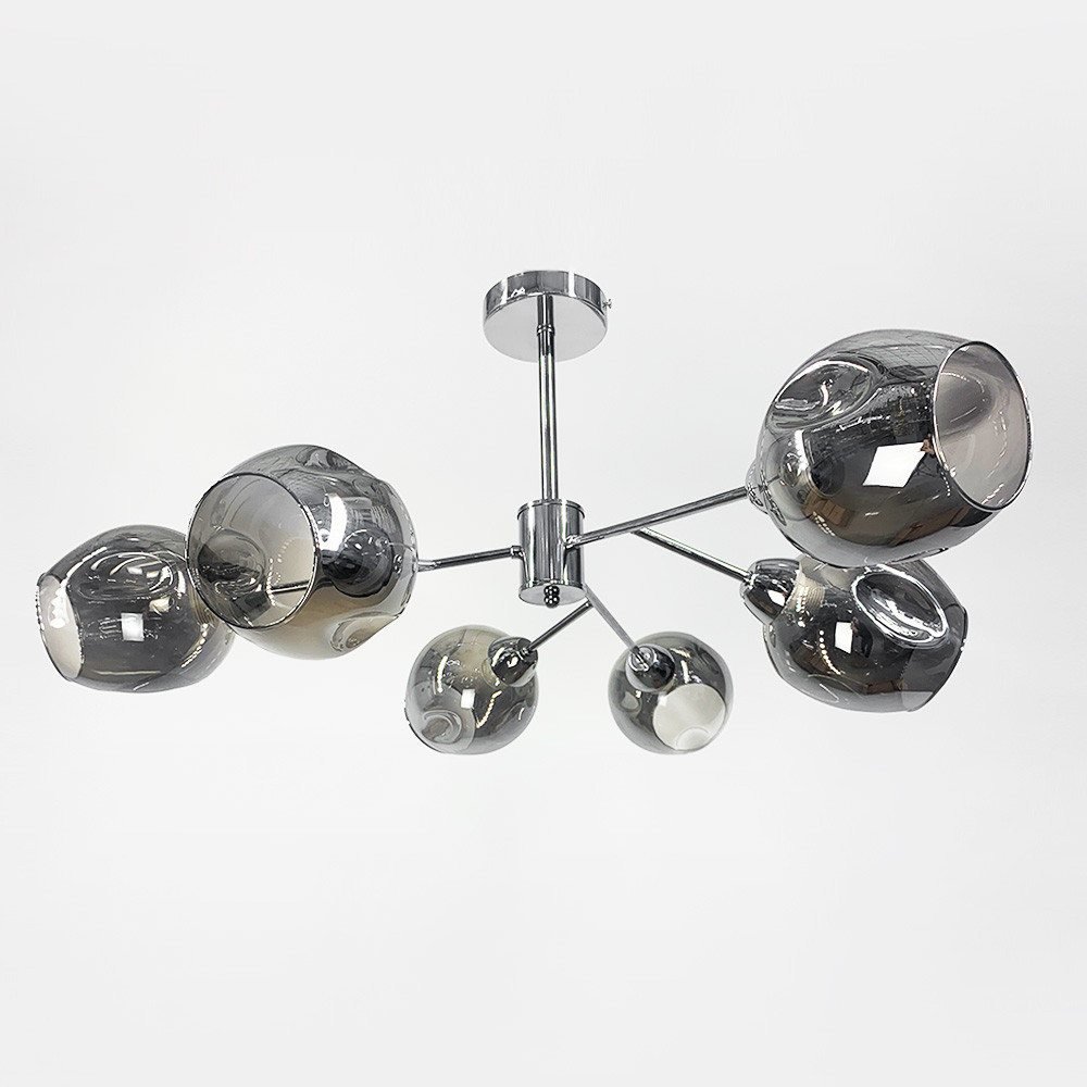 Стельові люстри з відкритими графітовими плафонами в хромовому корпусі S 1797/6 CH+GR, фото 1