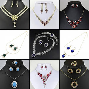 Комплекти бижутерии, набори бижутерии, кулон +серьги, кулони на цепочке золото серебро, нержавейка