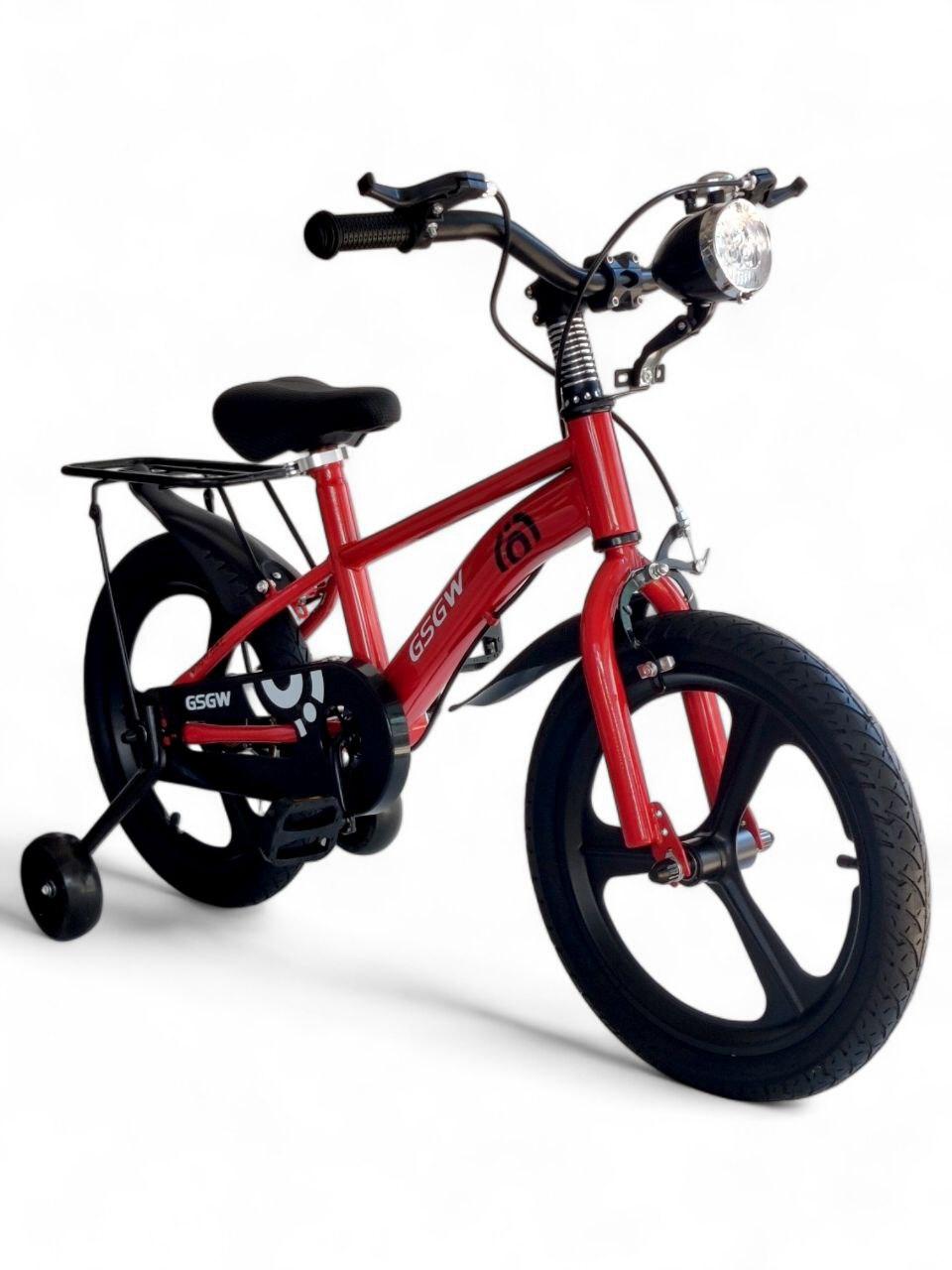 Дитячий двоколісний велосипед GSGW Bike 14" з фарою та додатковими колесами, 3 кольори