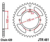 Звезда задняя JT JTR461.50