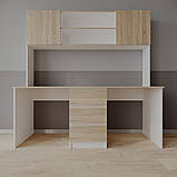 Стіл письмовий Сиріус на дві робочі зони Білий + Дуб Сонома, фото 4