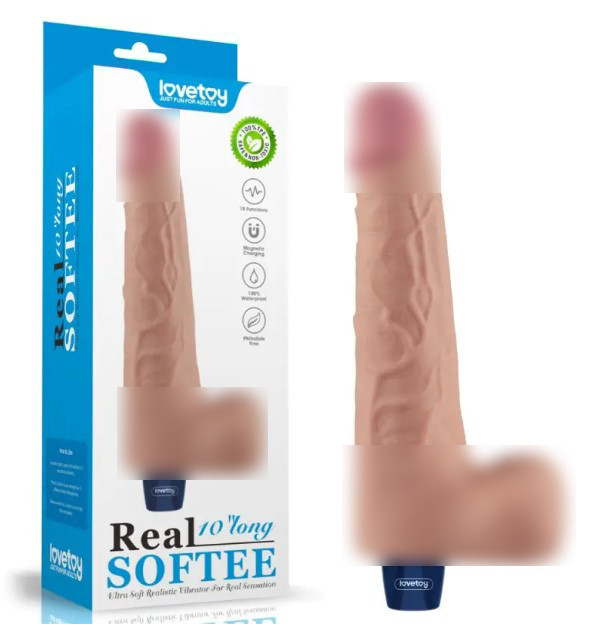 Мультишвидкісний вібратор Real Softee Rechargeable Vibrating Dildo 10.0, фото 1