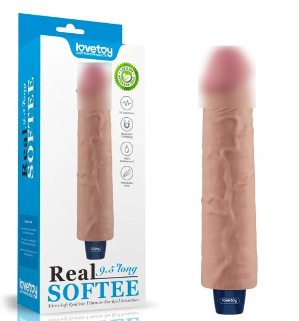 Мультишвидкісний вібратор Real Softee Rechargeable Vibrating Dildo 9.5, фото 1