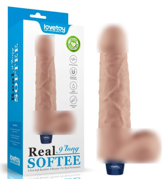 Мультишвидкісний вібратор Real Softee Rechargeable Vibrating Dildo 9.0, фото 1