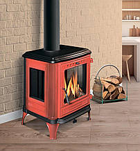 Піч-камін Hosseven 8005 С чавунна + кольорова емаль + бічне скло