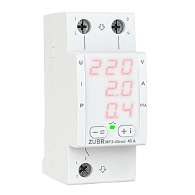 Реле напруги ZUBR MF2-40 red 40A 230V AC 1F мультифункціональне (однофазне)