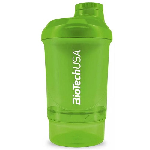 Шейкер Biotech USA Wave + Nano Shaker Green 300ml (+150ml)(450 мл.)(ЗЕЛЕНИЙ), фото 1
