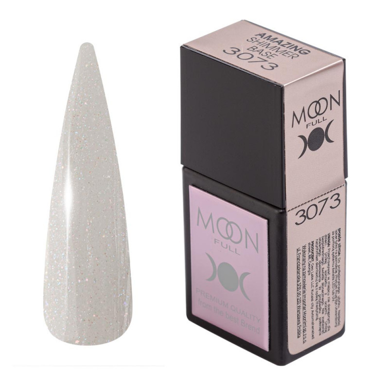 База Moon Amazing Shimmer Base No3073, 12 мл, молочний сірий із шимером