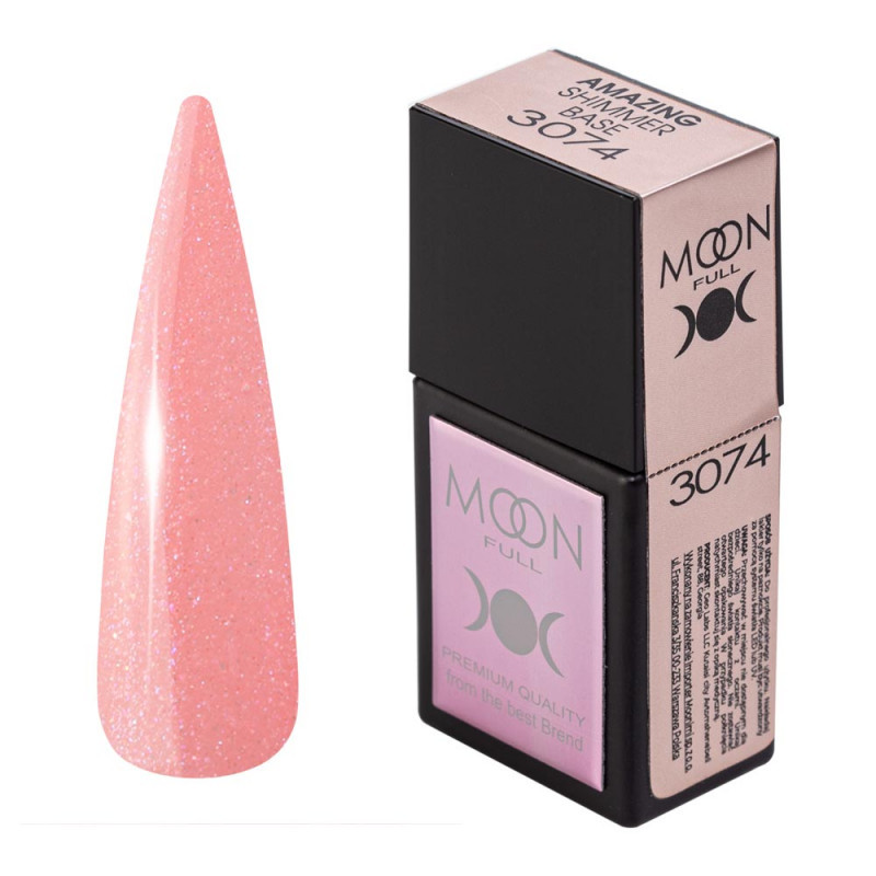 База Moon Amazing Shimmer Base No3074, 12 мл, кораловий із шимером