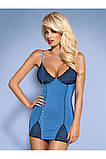 Комплект Obsessive Shafiria chemise Синьо-чорного кольору L/XL, фото 2