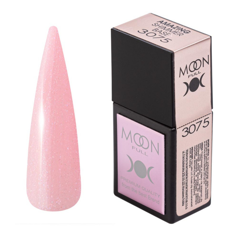 База Moon Amazing Shimmer Base No3075, 12 мл, рожевий із шимером