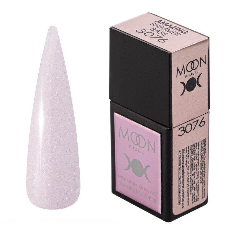 База Moon Amazing Shimmer Base No3076, 12 мл, ніжно-рожевий із шимером