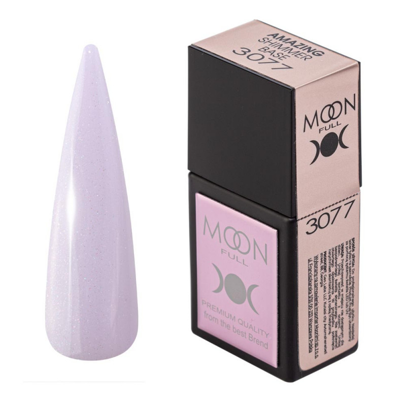 База Moon Amazing Shimmer Base No3077, 12 мл, ніжно-ліловий із шимером