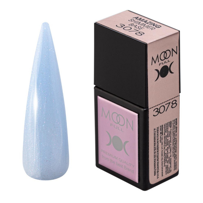 База Moon Amazing Shimmer Base No3078, 12 мл, блакитний із шимером