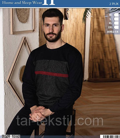 Піжами чоловічі коттон з начосом (БАЙКА) кофта та штани виробник Туреччина, фото 3
