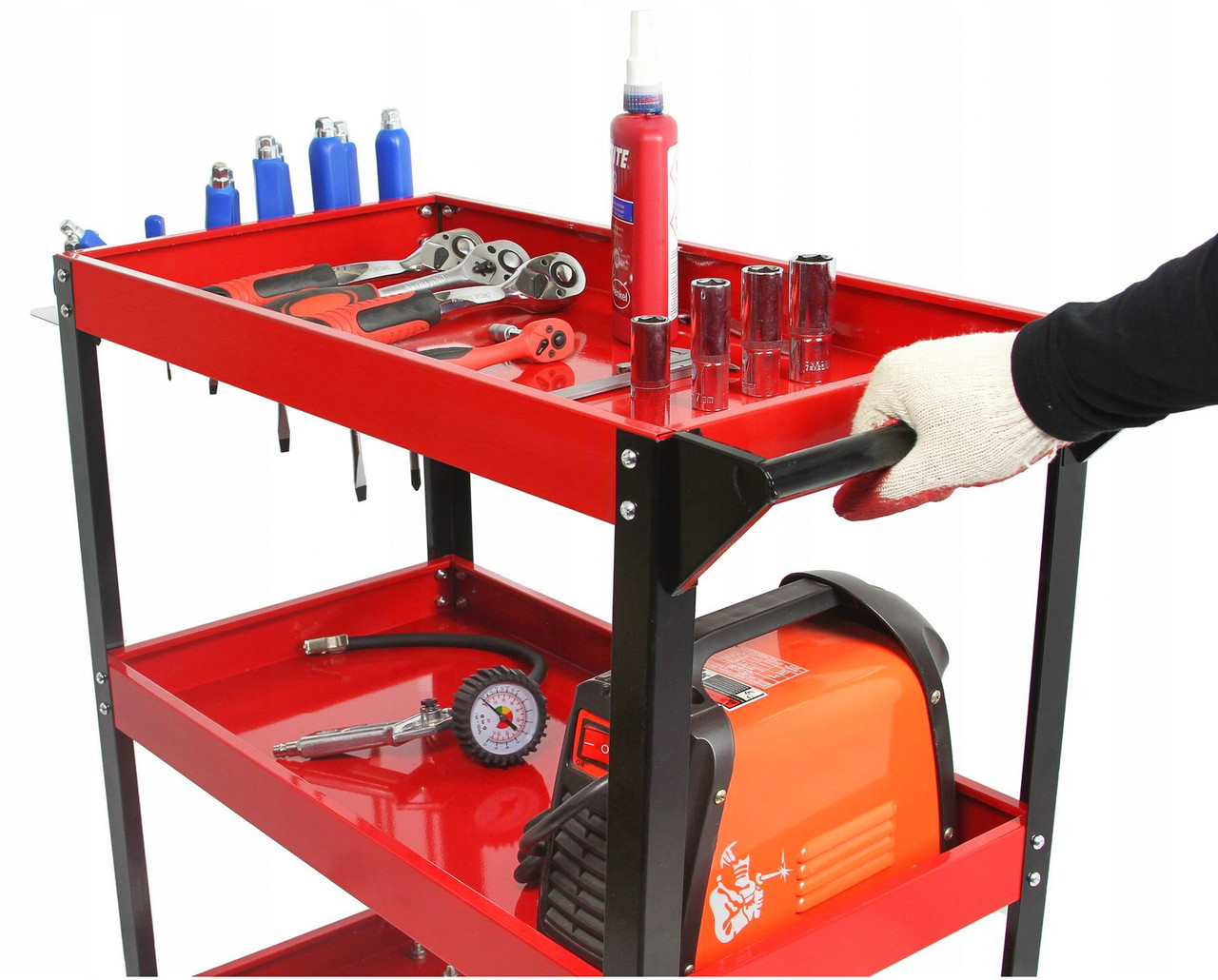 Візок для інструментів 3 полиці 36.5х66.5х79 см Пересувний візок для інструментів, фото 1