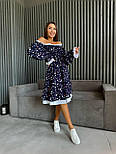 Сукня міді з відкритими плечима зборкою на грудях у яскравий принт (р. 42-52) 2035831, фото 3