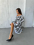 Сукня міді з відкритими плечима зборкою на грудях у яскравий принт (р. 42-52) 2035831, фото 4