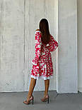 Сукня міді з відкритими плечима зборкою на грудях у яскравий принт (р. 42-52) 2035831, фото 6