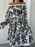 Сукня міді з відкритими плечима зборкою на грудях у яскравий принт (р. 42-52) 2035831, фото 8