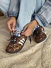 Неймовірні кросівки жіночі шкіряні Adidas Samba Кросівки адідас самба леопардовий принт на низькій підошві, фото 3