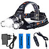 Налобний ліхтар + 2 акумулятора RJ-3000 (Т6+2XPE), від мережі та прикурювача / Акумуляторний ліхтарик на голову