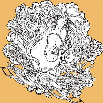 Набір для розпису-антистрес Strateg Кінь у квітах 30х30 см Strateg (JCEE37113)